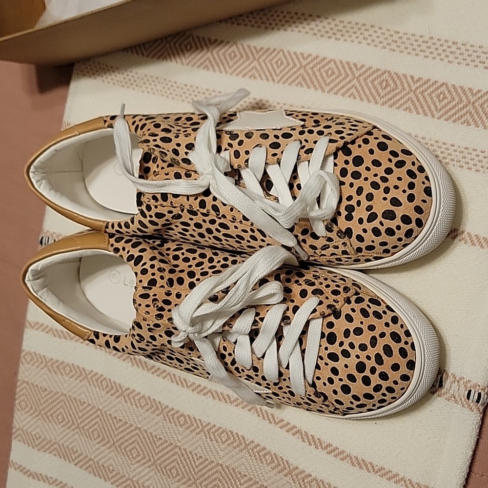 Invincible faux suede cheetah sneakers